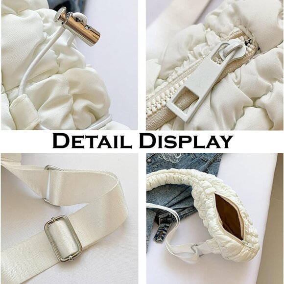 Lightweight Quilted Crossbody Bag for Women, Waterproof Nylon Sling Pack - Khaki - Picture 4 of 5